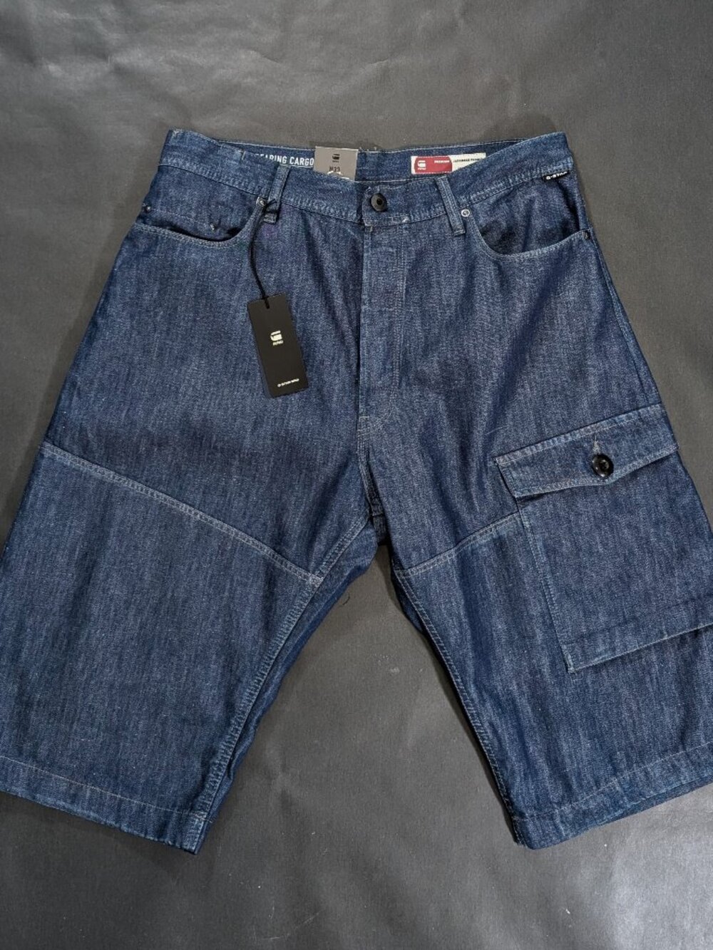 $180 G-star Raw Japanese Denim Bearing Cargo Short Size 33 38 Rare